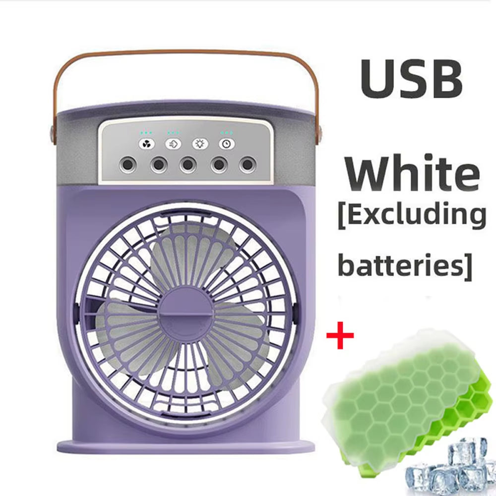 Portable Air Conditioner Fan 5-Hole Spray Air Cooing Ice Cube Mold Mini Personal Electric Humidifier Table Fan for Home