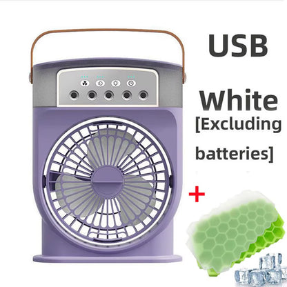 Portable Air Conditioner Fan 5-Hole Spray Air Cooing Ice Cube Mold Mini Personal Electric Humidifier Table Fan for Home