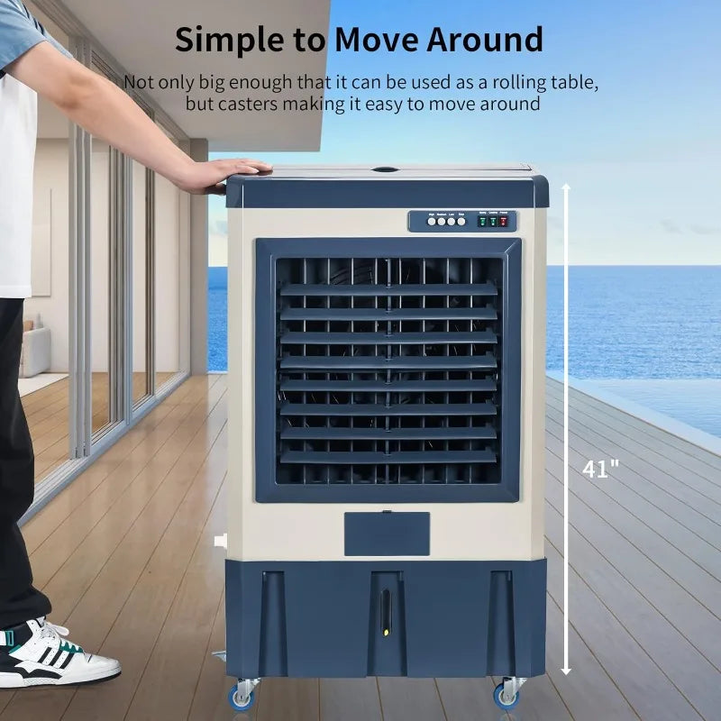 41" Swamp Cooler, 4800 CFM Evaporative Air Cooler with 10.6 Gallon Water Tank, Portable Outdoor Air Conditioner