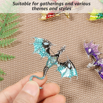 10Pcs Dragon Charms 3D Multicolor Metal Flying Dragon Pendant Set with Enamel Wings for Necklaces Jewelry Making
