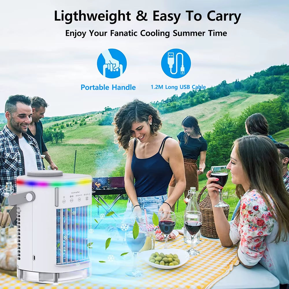 Portable Cooler Air Conditioner Mini Cooling Fans USB Air Conditioning 700ML Ice Water Air Conditioner with Humidifier for Home