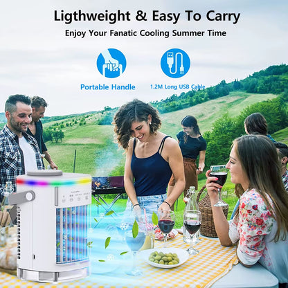 Portable Cooler Air Conditioner Mini Cooling Fans USB Air Conditioning 700ML Ice Water Air Conditioner with Humidifier for Home