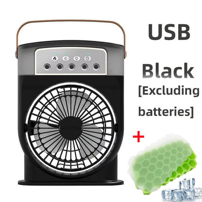 Portable Air Conditioner Fan 5-Hole Spray Air Cooing Ice Cube Mold Mini Personal Electric Humidifier Table Fan for Home