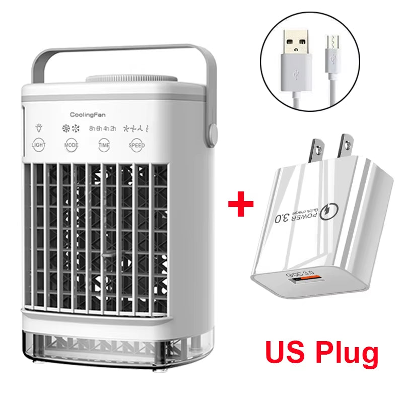 Portable Cooler Air Conditioner Mini Cooling Fans USB Air Conditioning 700ML Ice Water Air Conditioner with Humidifier for Home