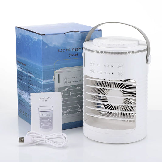 Portable Air Conditioner Mini Air Cooler USB Air Conditioning Fan 600Ml Ice Water Air Cooling Fan with Humidifier for Bedroom
