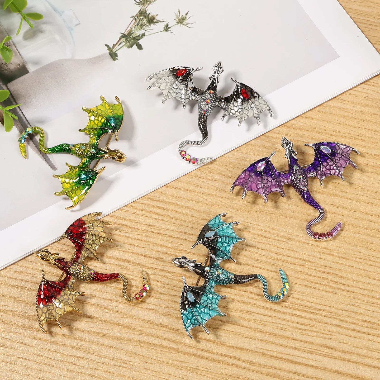 10Pcs Dragon Charms 3D Multicolor Metal Flying Dragon Pendant Set with Enamel Wings for Necklaces Jewelry Making