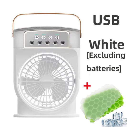 Portable Air Conditioner Fan 5-Hole Spray Air Cooing Ice Cube Mold Mini Personal Electric Humidifier Table Fan for Home