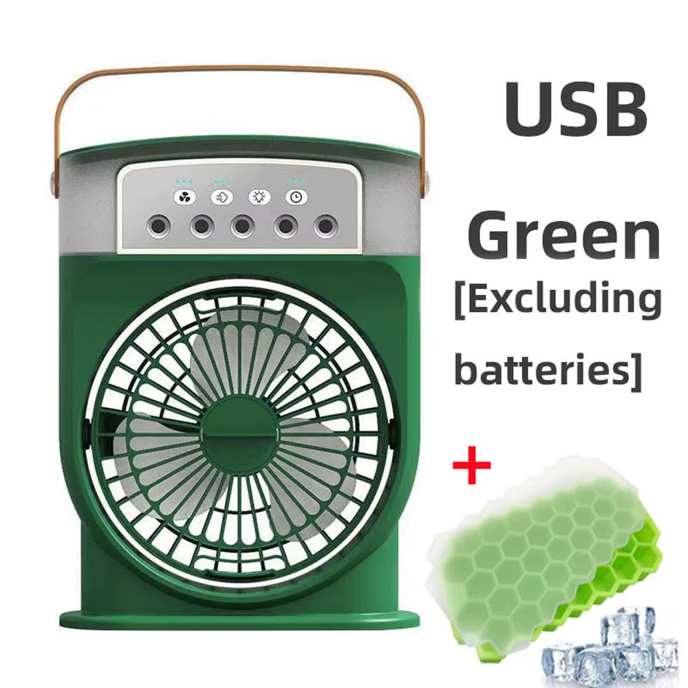 Portable Air Conditioner Fan 5-Hole Spray Air Cooing Ice Cube Mold Mini Personal Electric Humidifier Table Fan for Home