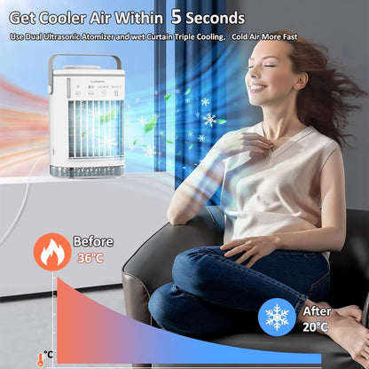 Portable Cooler Air Conditioner Mini Cooling Fans USB Air Conditioning 700ML Ice Water Air Conditioner with Humidifier for Home