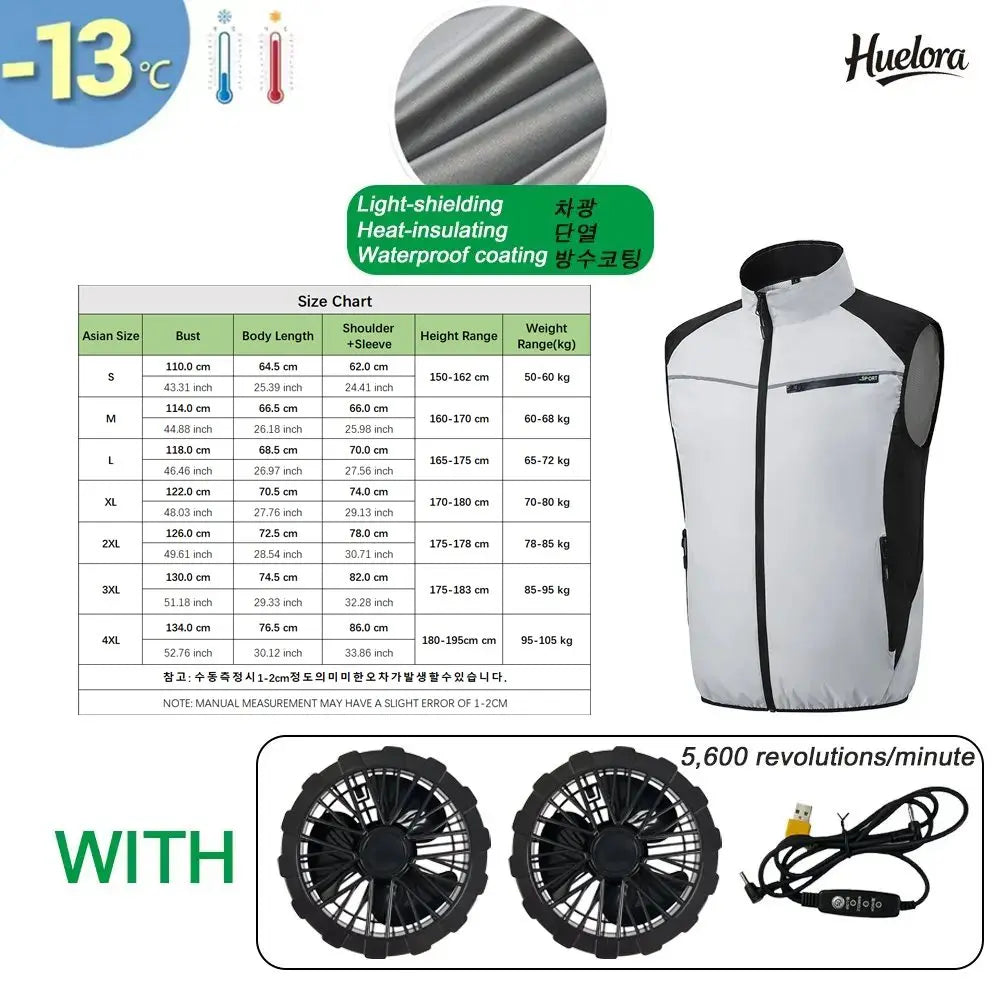 Breathable Wearable Cooling Fan Vest for Summer Outdoor Fishing Cooling Vest Ice Fan Vest Heat Resistant Air Conditioner Clothes