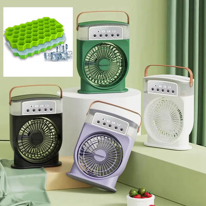 Portable Air Conditioner Fan 5-Hole Spray Air Cooing Ice Cube Mold Mini Personal Electric Humidifier Table Fan for Home